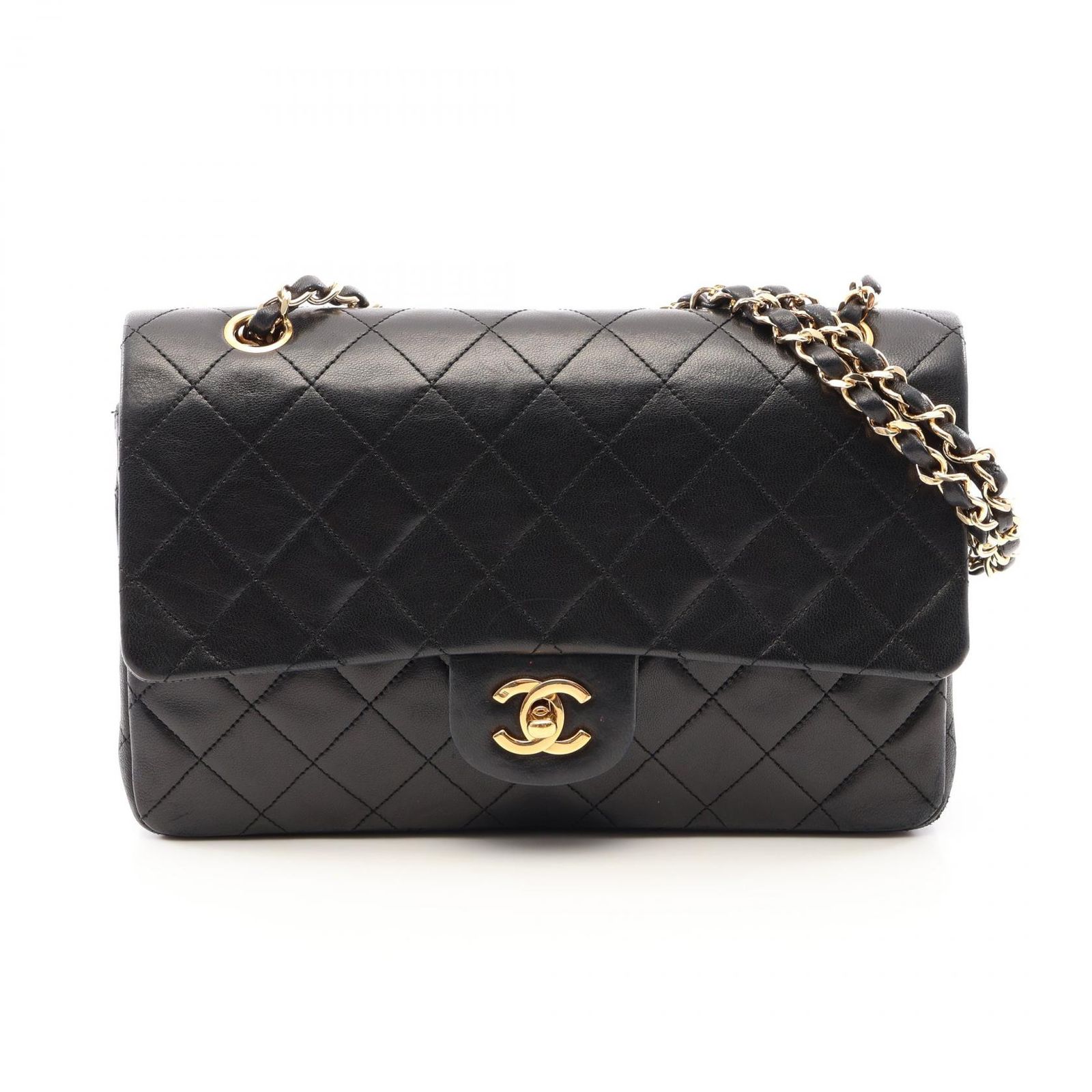 シャネル CHANEL ショルダーバッグ マトラッセ Wフラップ ブラック ラムスキン（羊革） マトラッセ ダブルフラップ チェーンショルダー レディース Used B