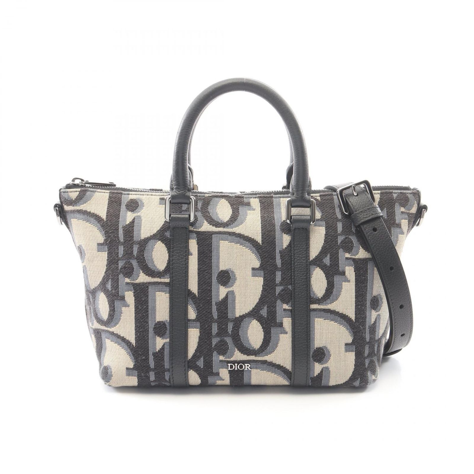 ディオール Dior ハンドバッグ Weekender ウィークエンダー 25 マキシオブリーク 2WAY アイボリー/ネイビー/ブラック キャンバス レザー マキシオブリーク ウィークエンダー 25