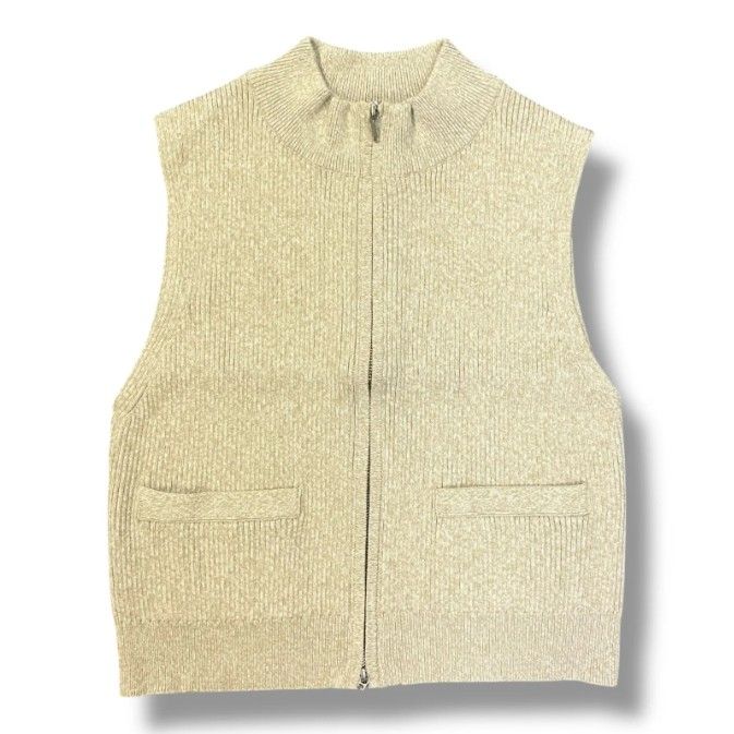 参考上代30,800円 未使用 MY____ DRIVERS KNIT VEST ドライバーズニットベスト ノースリーブ ダブルジップトップス マイ 241-61204 ベージュ 0 （228MG）