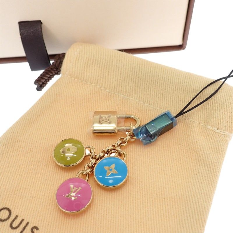 ルイヴィトン LOUIS VUITTON ビジュー・テレフォンヌ パスティーユ 携帯ストラップ チャーム M65644 メタル マルチカラー ピンク ブルー ゴールド金具 レディース【中古】【ABランク】