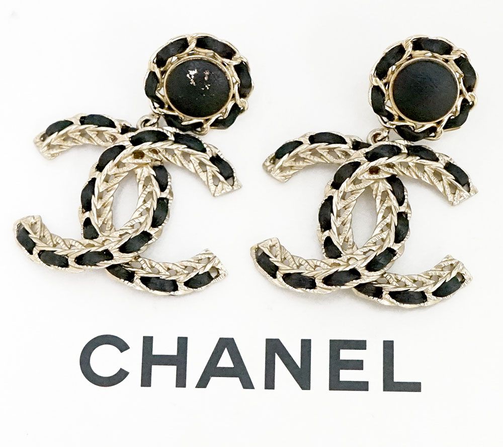 シャネル CHANEL ココマーク イヤリング ゴールド レザー 保存箱 【良品】
