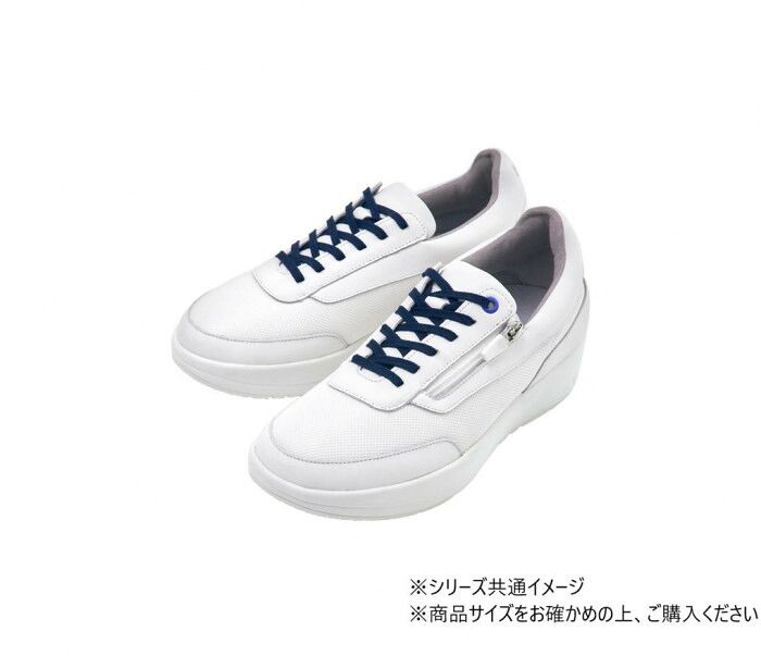 3方向アーチサポートと踵ホールドで一日歩いても安定 blu ブリュー コンフォートシューズ アネモネ 男女兼用 25.5cm ホワイト 486637 W2574 メッシュ×本革・日本製
