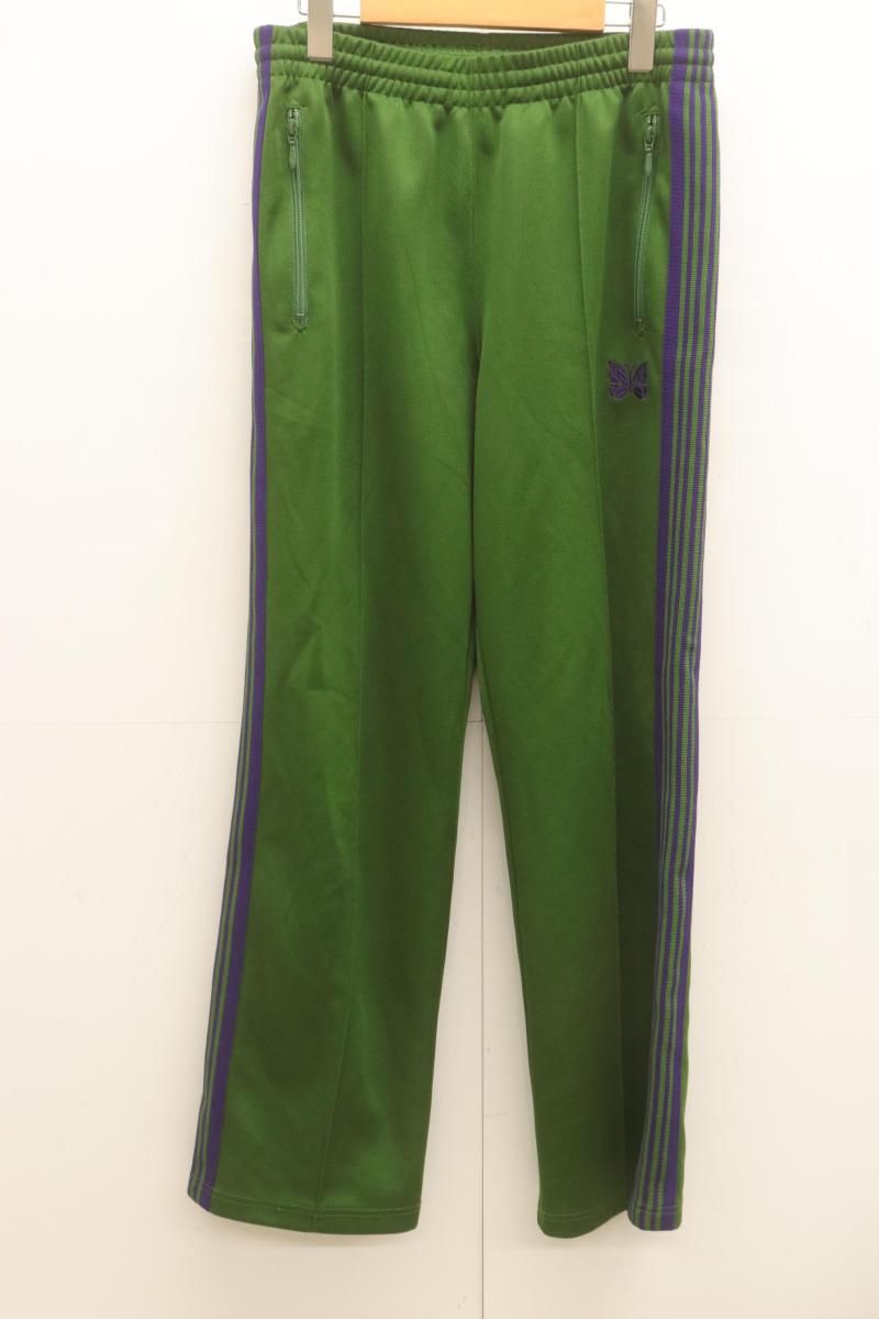 【中古】 Needles メンズパンツ S TRACK PANT POLY SMOOTH Needles S 緑 グリーン 紫 パープル 刺繍