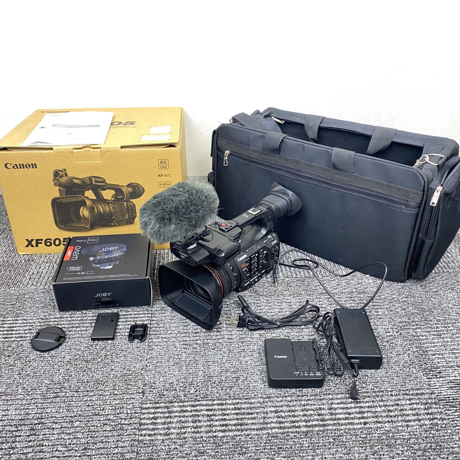 R 新古品 Canon XF605 4Kデジタルビデオカメラ JOBY マイク付き ケース付 カメラ ビデオカメラ デジタルカメラ 撮影 本格的 動画編集 モノトク