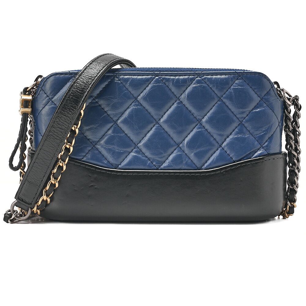 CHANEL シャネル マトラッセ チェーンウォレット ヴィンテージカーフ ガブリエル ドゥ シャネル ネイビー×黒（ゴールドｘシルバー金具）ブランド【中古】【送料無料】 130,000円