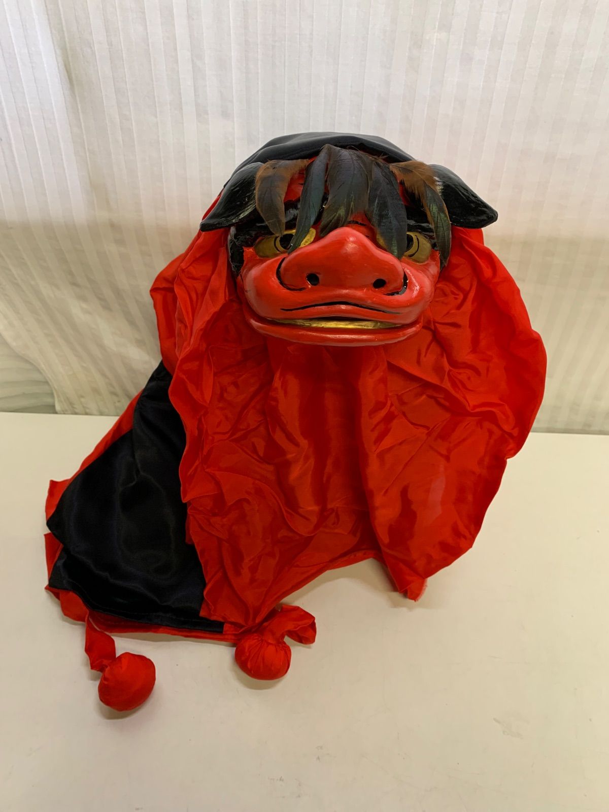 美品 越後獅子 獅子頭 歌舞伎 踊り 小道具 舞台 演劇 獅子舞 未使用品