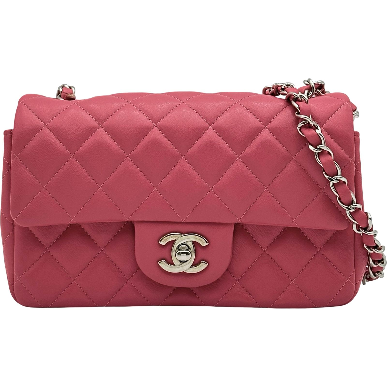 シャネル CHANEL ミニマトラッセ20 A69900 28番台 ピンク シルバー金具 ラムスキン レディース ショルダーバッグ