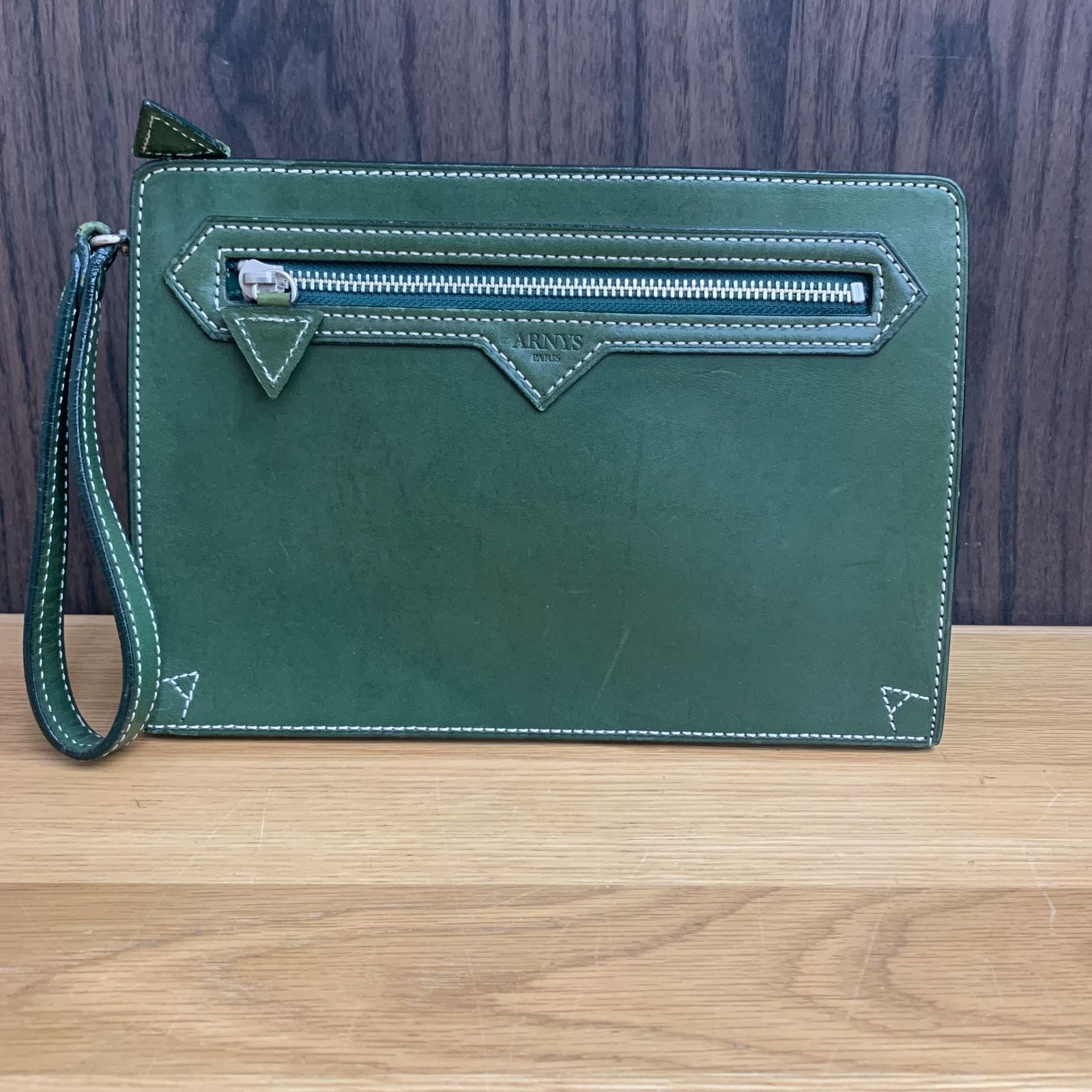 ARNYS PARIS アルニス レザー クラッチバッグ グリーン セカンドバッグ