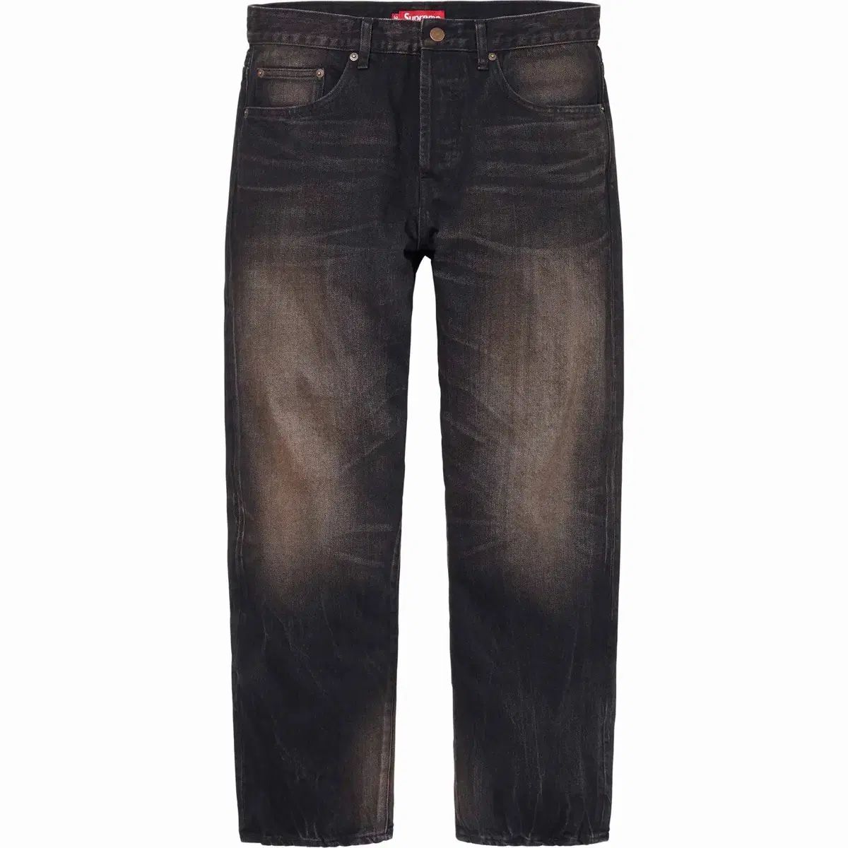 32 シュプリーム ディストレスト ルーズ フィット セルビッジ ジーン ウォッシュド ブラック - 24SS