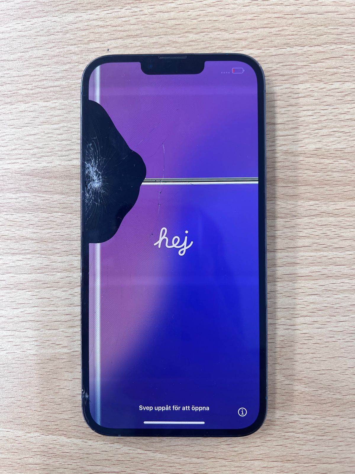 ×【スマホパソコン】【通電確認済】Apple iPhone 13 Pro Max シエラブルー 画面ヒビ【ジャンク品】【16】