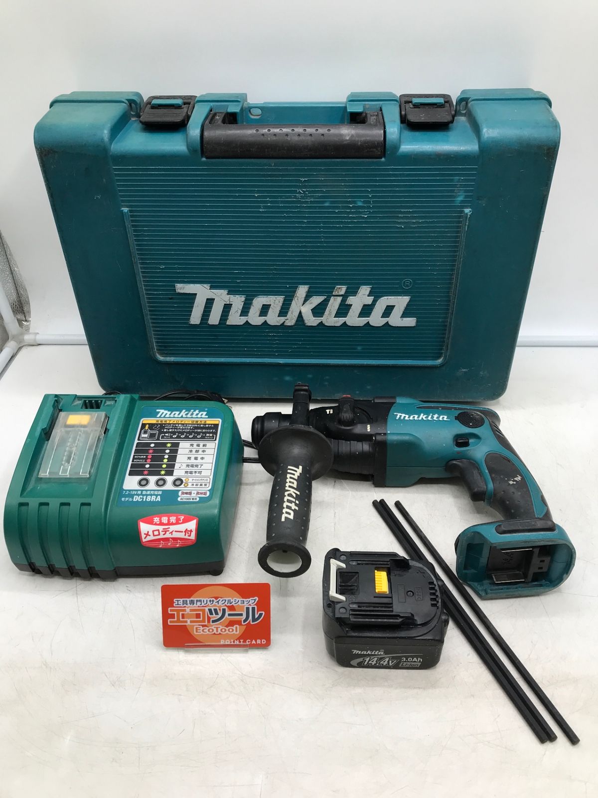 【中古品】Makita/マキタ HR162DRFX ☆ 14.4v充電式ハンマドリル/青/バッテリー1個・充電器 [IT_QI3PG][岡岩][M05]
