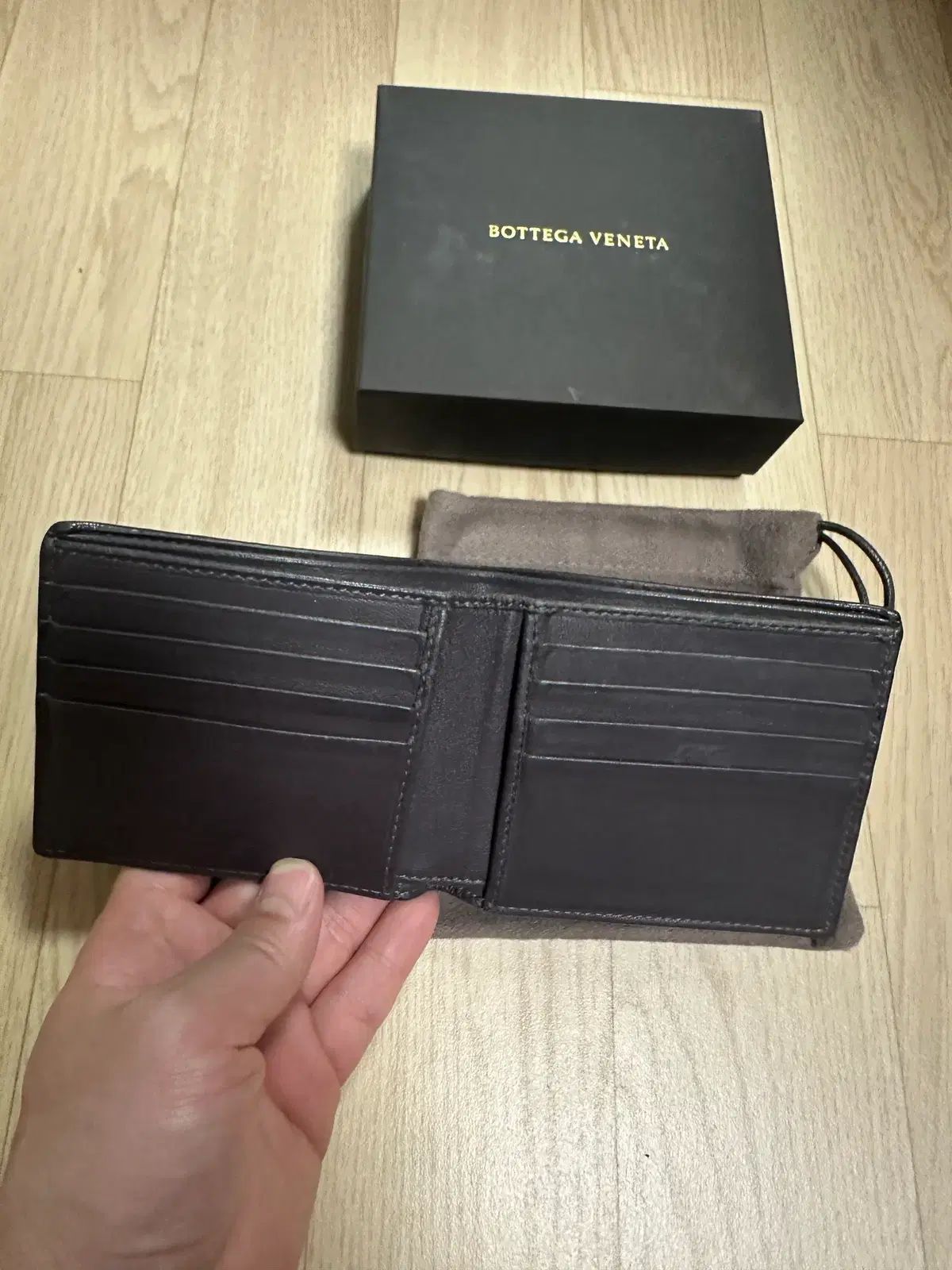 ボッテガ・ヴェネタ イントレチャート 二つ折り財布 ダークブラウン