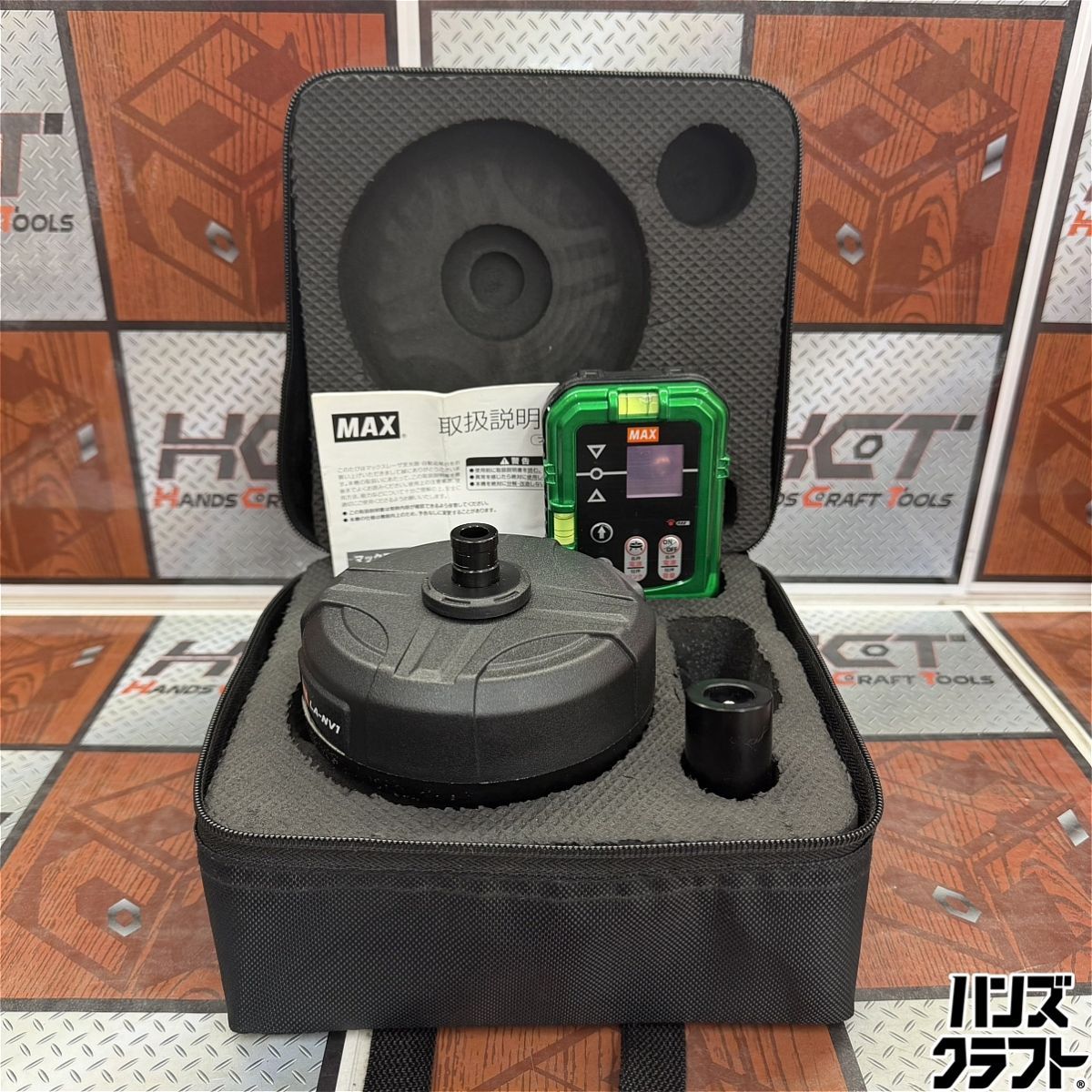 ◇【現状品】MAX マックス LA-D5GNV / LA-NVI1 自動追尾台＋グリーンレーザー受光器 セット レーザー墨出し 未校正品【中古】