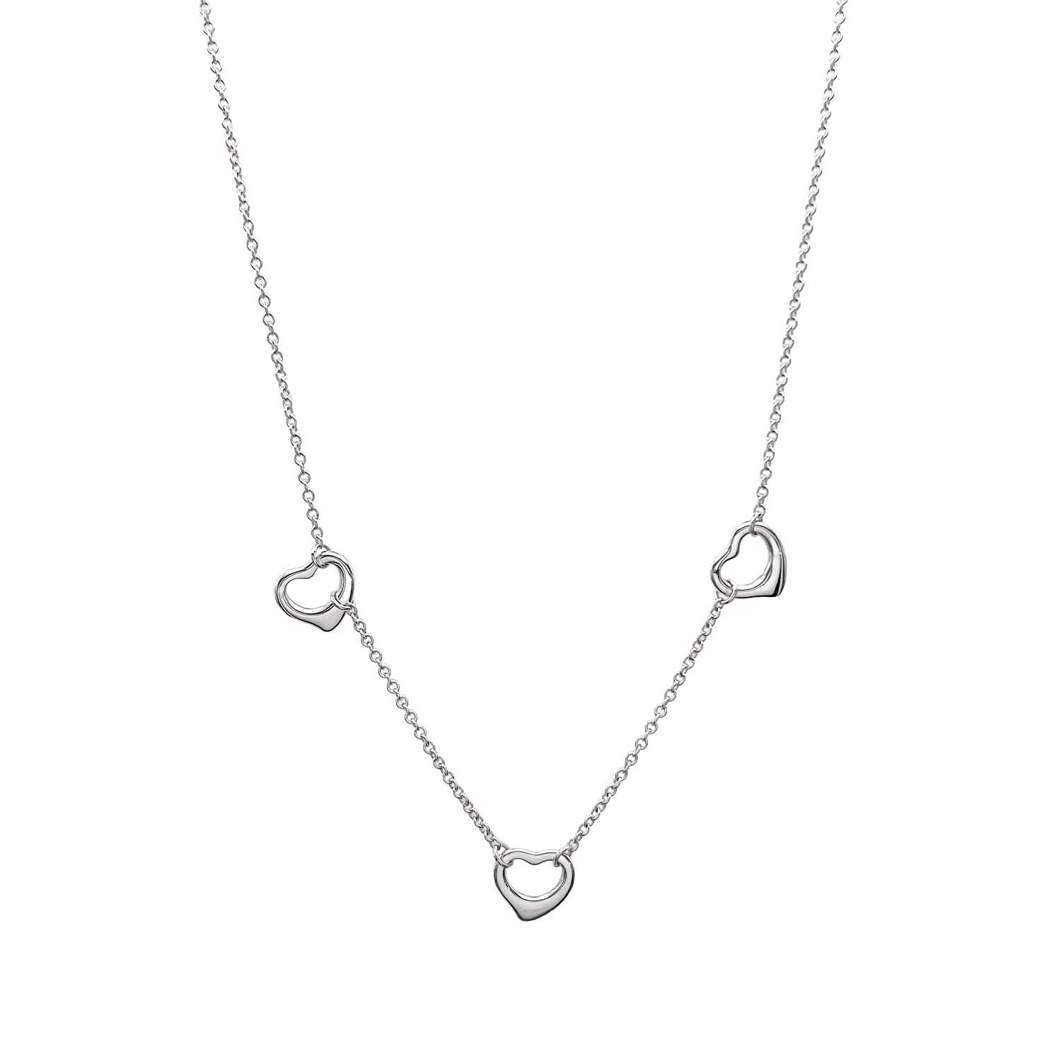 TIFFANY&Co. ティファニー オープンハート エルサペレッティ スリー トリプル 3連 ネックレス SV925 シルバー 新品仕上済 レディース 【中古】