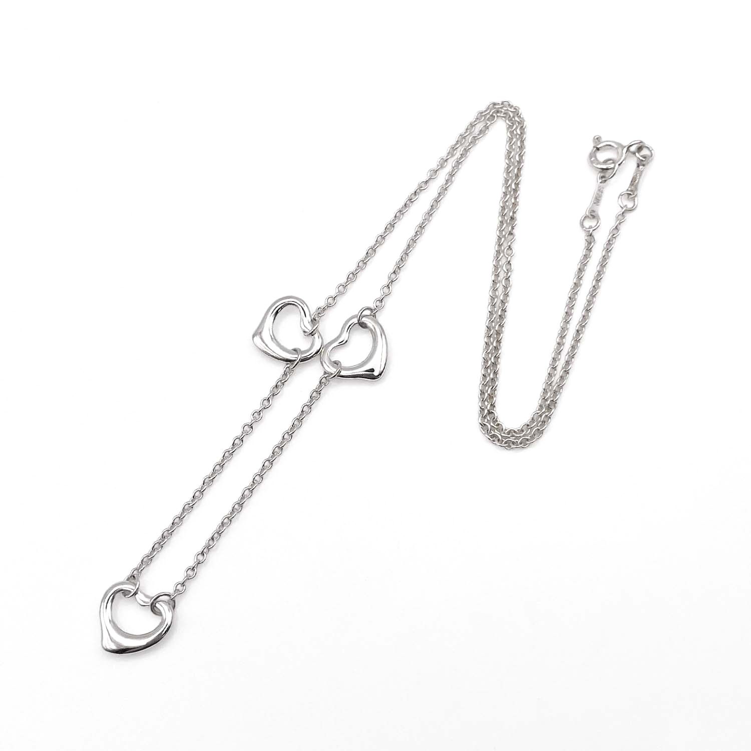 TIFFANY&Co. ティファニー オープンハート エルサペレッティ スリー トリプル 3連 ネックレス SV925 シルバー 新品仕上済 レディース 【中古】