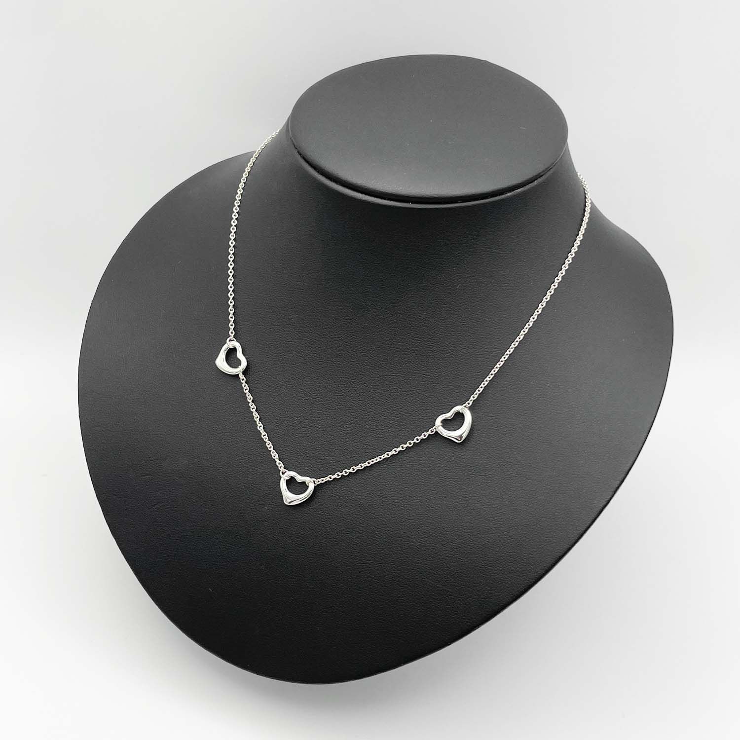 TIFFANY&Co. ティファニー オープンハート エルサペレッティ スリー トリプル 3連 ネックレス SV925 シルバー 新品仕上済 レディース 【中古】