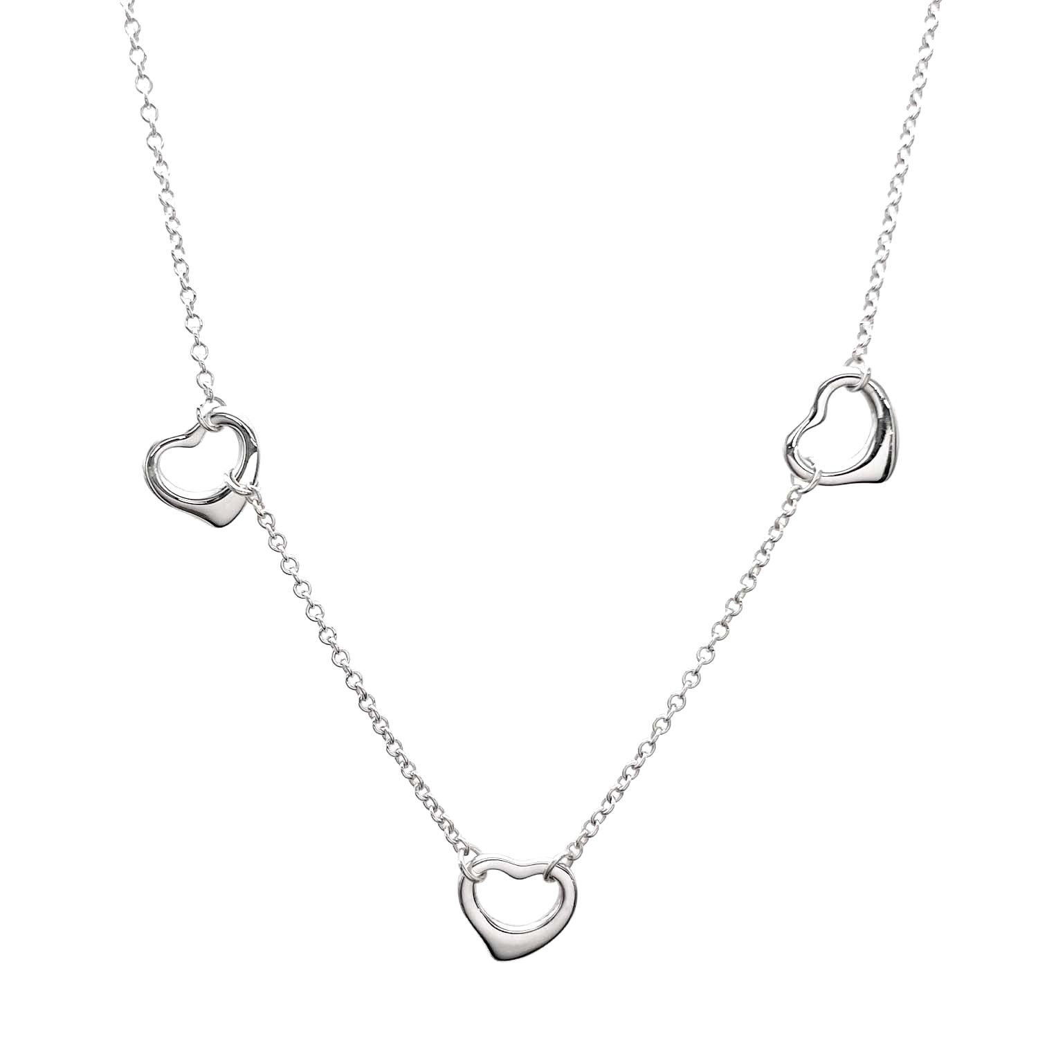 TIFFANY&Co. ティファニー オープンハート エルサペレッティ スリー トリプル 3連 ネックレス SV925 シルバー 新品仕上済 レディース 【中古】