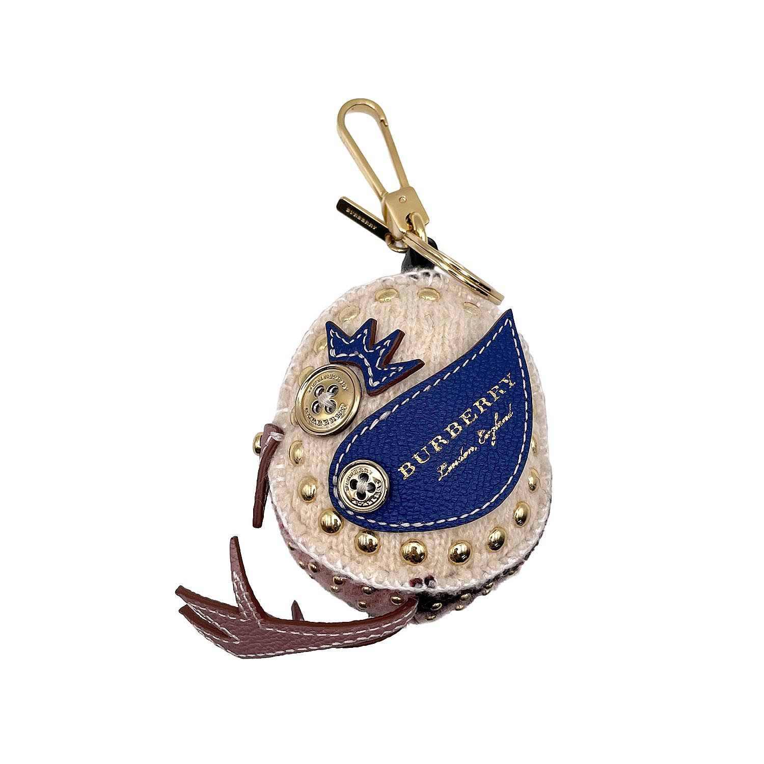 BURBERRY バーバリー バード キーリング キーホルダー 鳥類 スタッズ マスコット ウール レザー ゴールド ユニセックス 【中古】 14,256円