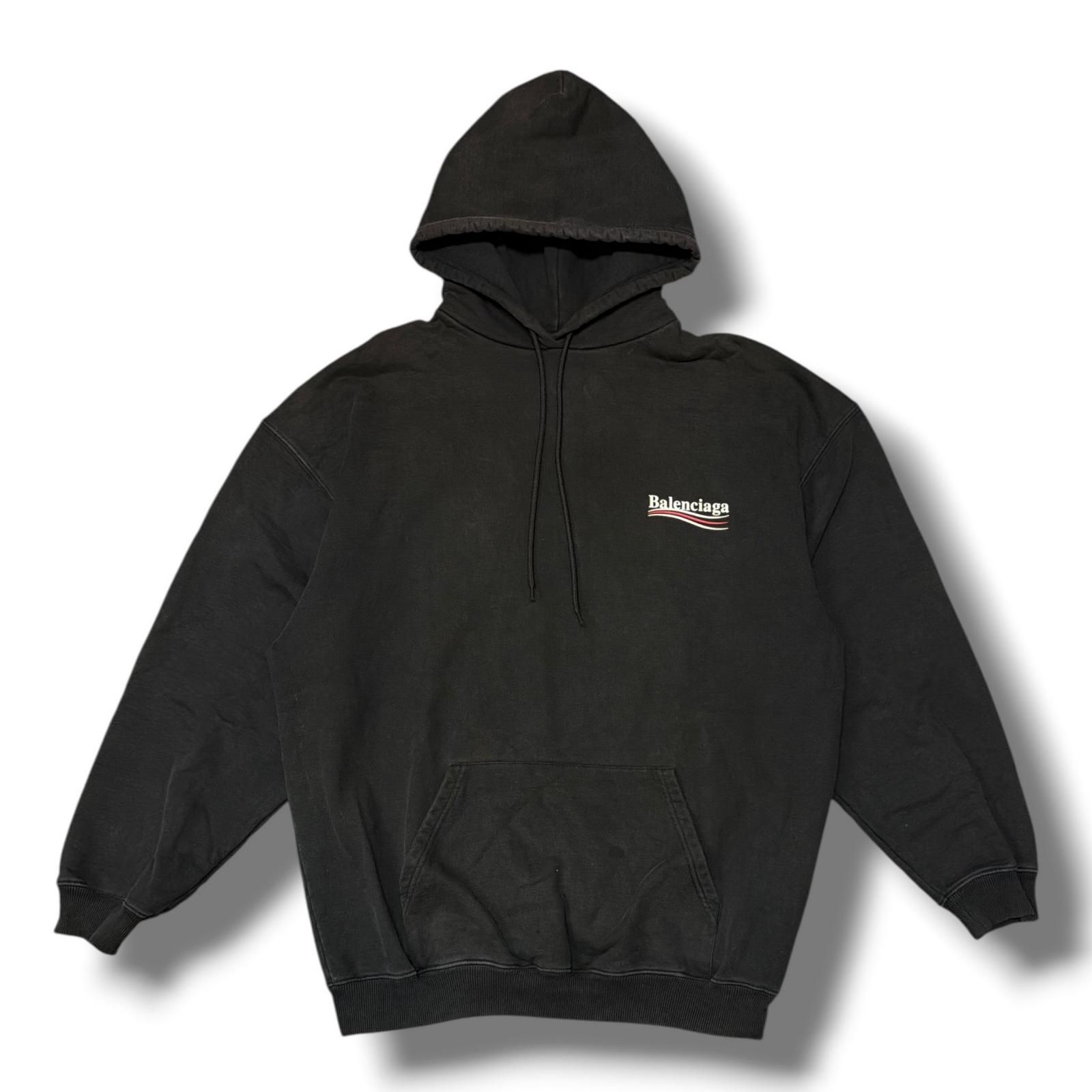 国内正規 BALENCIAGA Political Campaign Logo Hoodie キャンペーンロゴフーディー スウェットパーカー バレンシアガ 556103 ブラック XS （20554M）