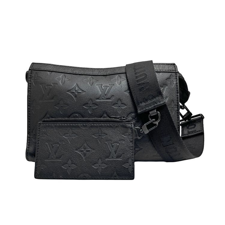LOUIS VUITTON ルイヴィトン モノグラム・シャドウ ガストン ウェアラブル ウォレット M81115 ショルダーバッグ ブラック シルバー金具 テキスタイルストラップ メンズ