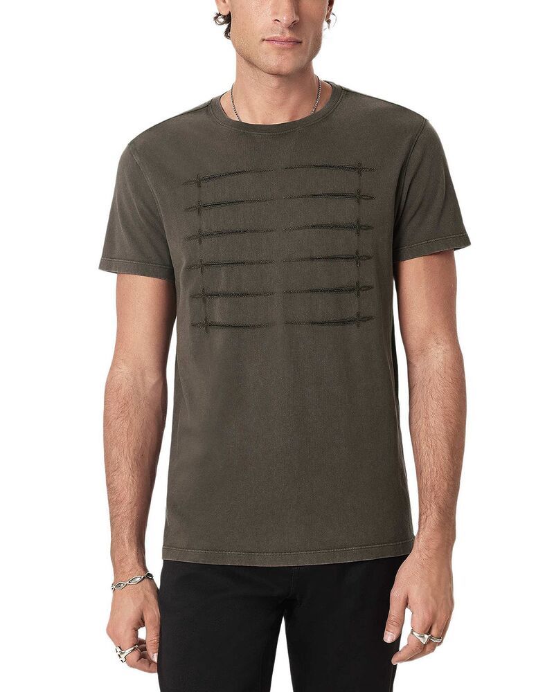 ジョンバルベイトス メンズ トップス シャツ 刺繍 グラフィック John Varvatos Embroide red Sword Graphic TShirteakwood