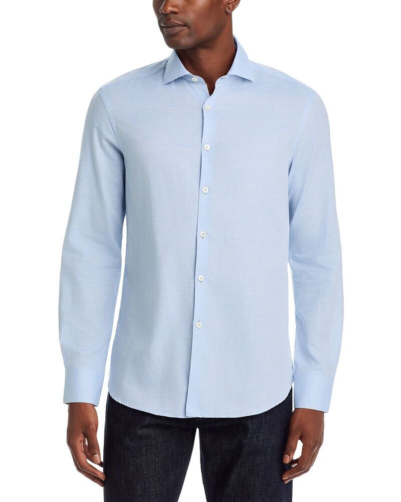 カナーリ メンズ トップス シャツ Canali Tonal Herringbone Weave Sport Shirt Light Blue ブルー