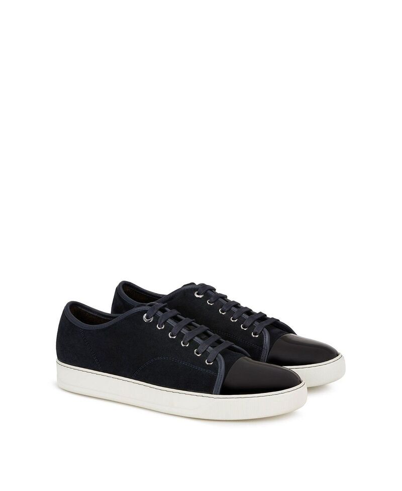 ランバン メンズ シューズ スニーカー スエード レザー Lanvin MenS Dbb1 Suede And Patent Leather Sneakers Blue suede and paten