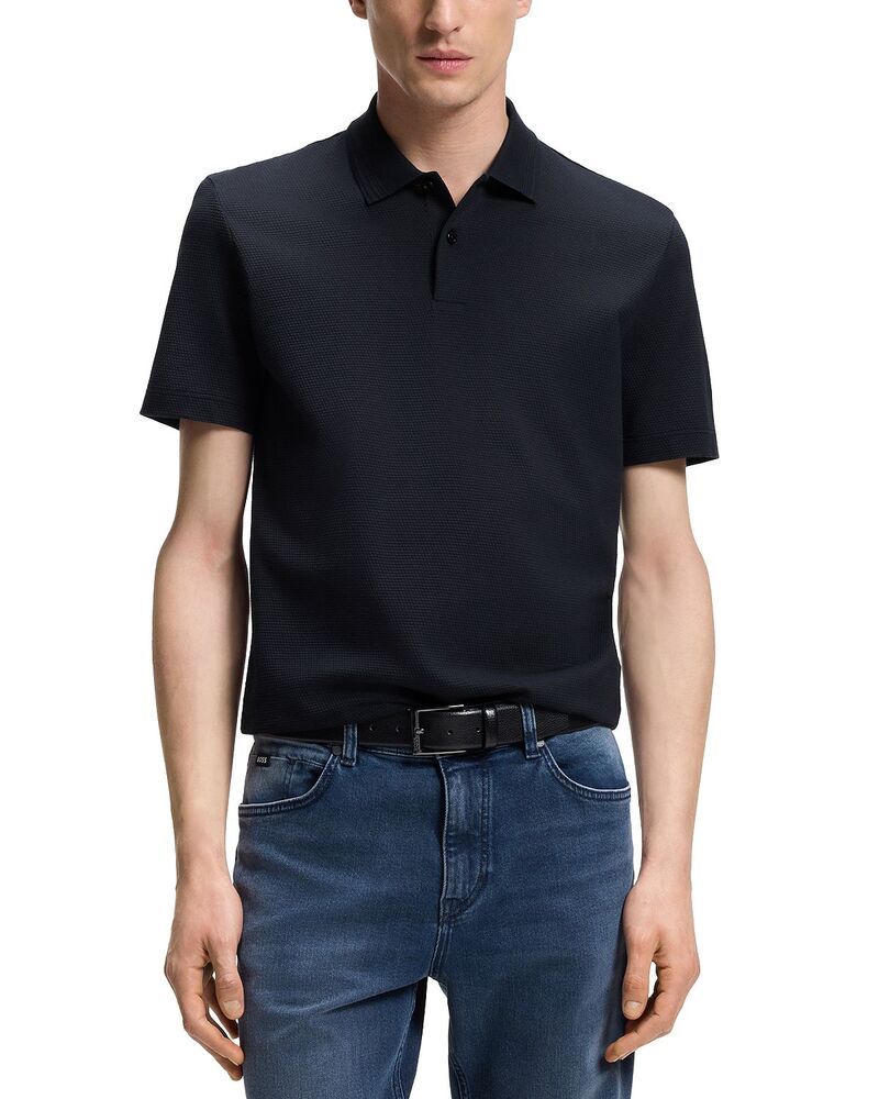 ボス メンズ トップス ポロシャツ コットン ジャージー BOSS Parlay Cotton Blend Jersey Polo Shirt Dark Blue ブルー