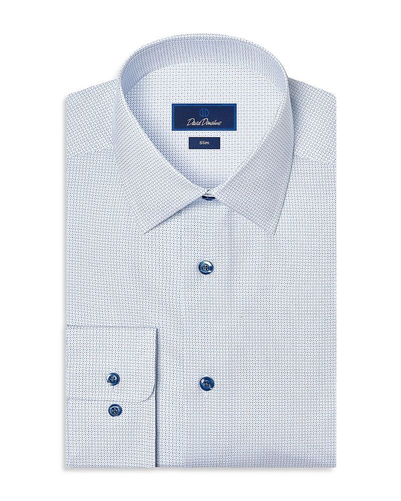 デイビッドドナヒュー メンズ トップス シャツ スリムフィット プリント Davidonahue Slim Fit Stretch Micro Geo Print Dresshirt White Bl