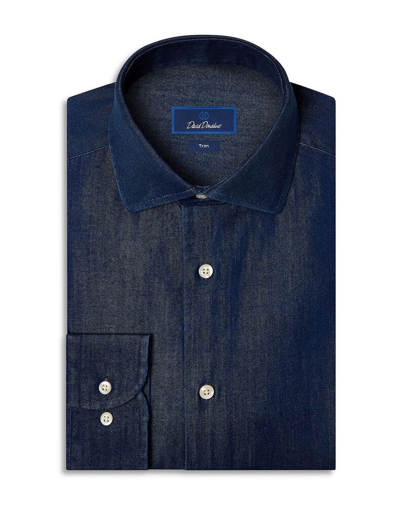 デイビッドドナヒュー メンズ トップス シャツ デニム Davidonahue Trim Fit Denim Dresshirt Denim デニム