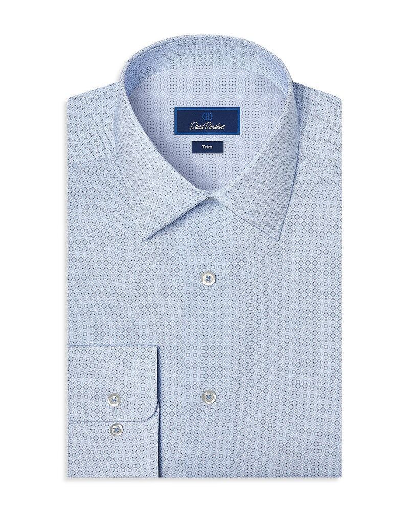 デイビッドドナヒュー メンズ トップス シャツ プリント コットン Davidonahue Trim Fit Geo Print Cotton Dresshirt Sky