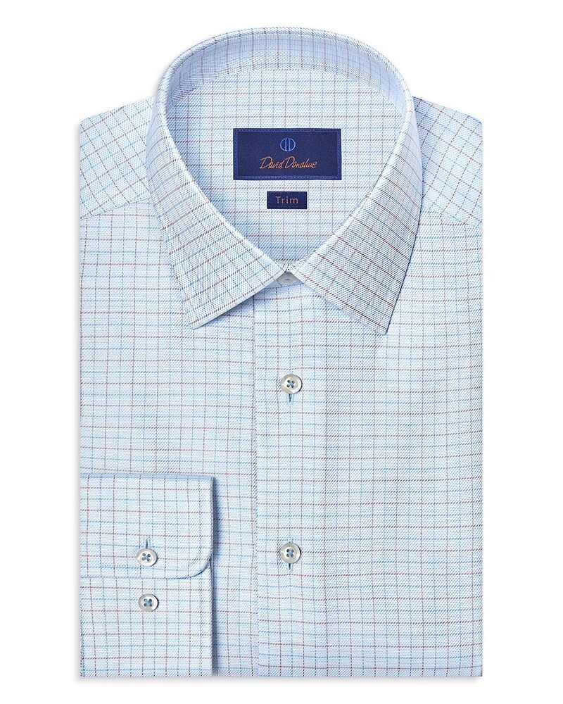 デイビッドドナヒュー メンズ トップス シャツ Davidonahue Trim Fitwill Check Dresshirt Sky Dune チェック