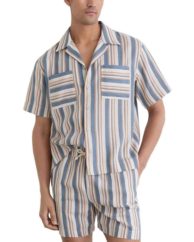 レイス メンズ トップス シャツ REISS Celeste Relaxed Short Sleeve Shirt Bluecru エクリュ