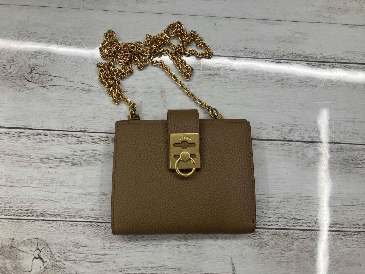 CAFUNE/二つ折り財布/ゴールドメベージュショルダーウオレット 11,233円