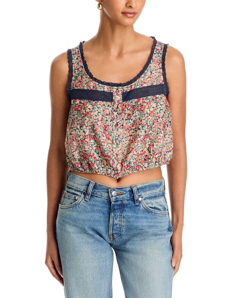 リダン レディース トップス タンクトップリント シルク コットン REDONE Allegra Cotton Silk Printed Tank Fruit Punch
