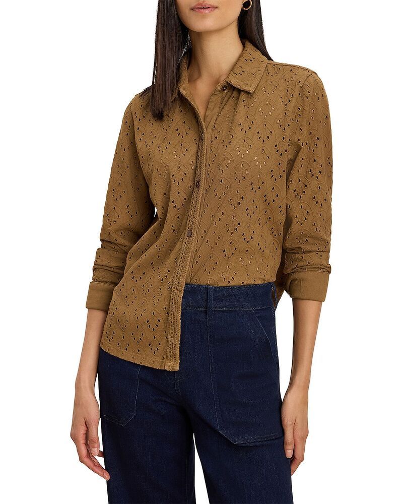 ニックプラスゾーイ レディース トップス シャツ ニット NICZOE Knit Eyelet Shirt Oak