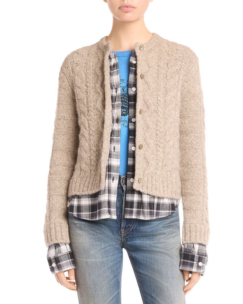 アクネ ストゥディオズ レディース アウター カーディガン セーター ニット Acne Studios Cable Knit Cardigan Sweater Medium Beige ベージュ