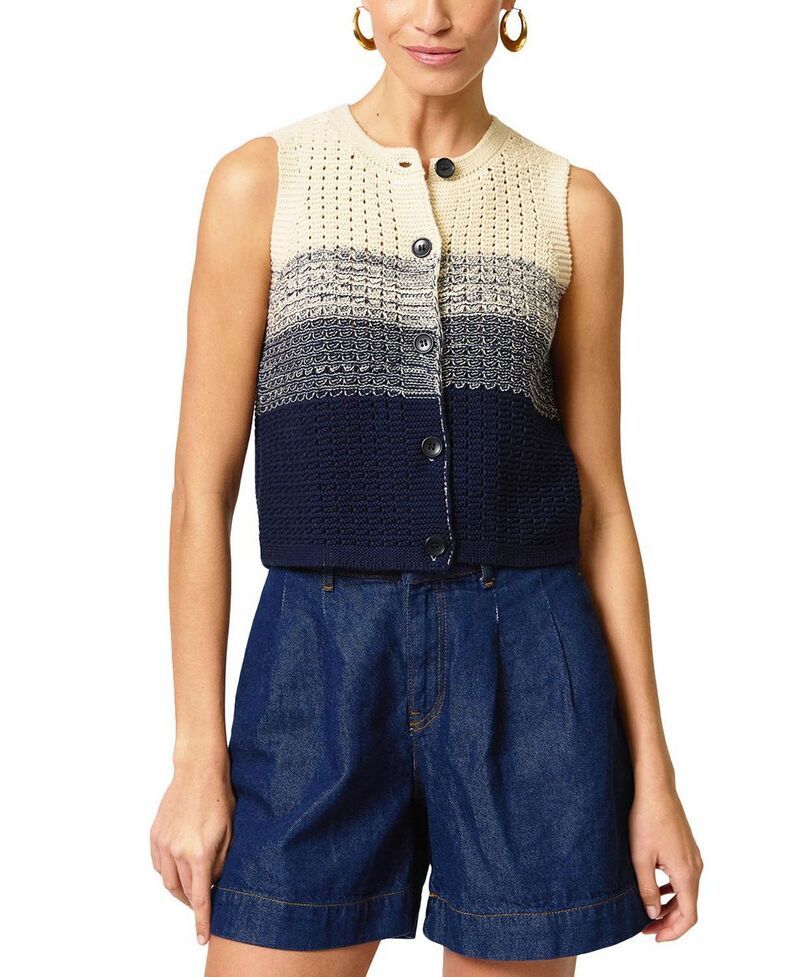 セントラルパークウェスト レディース アウター ベスト Central Park West Womens Jacy Gradient Crochet Vest Cream Grey Navy クリーム