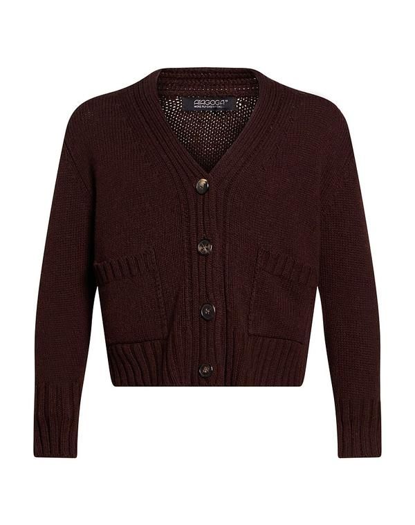 アラゴナ レディース アウター カーディガン カシミヤニット ARAGONA Dark Brown ブラウン