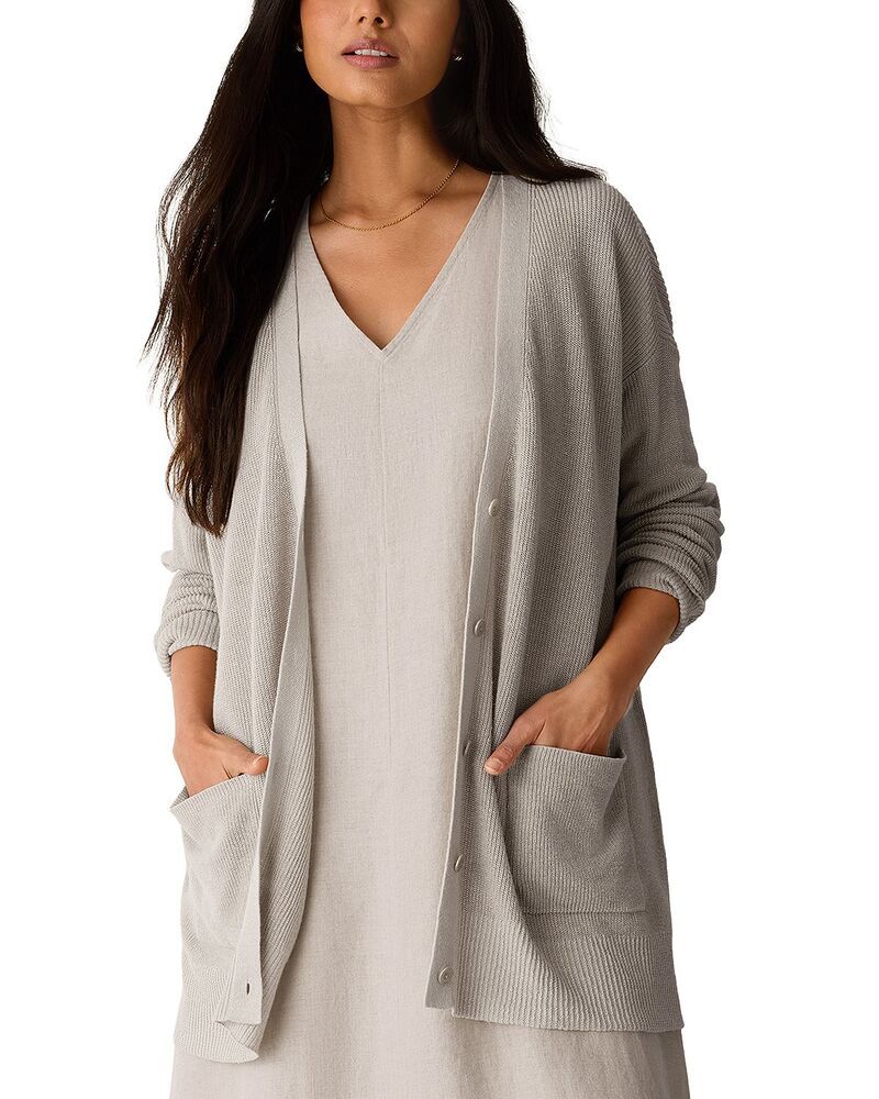エイリーンフィッシャー レディース アウター ニット・セーター Vネック カーディガン Eileen Fisher VNeck Cardigan Sweater Undyed Natural