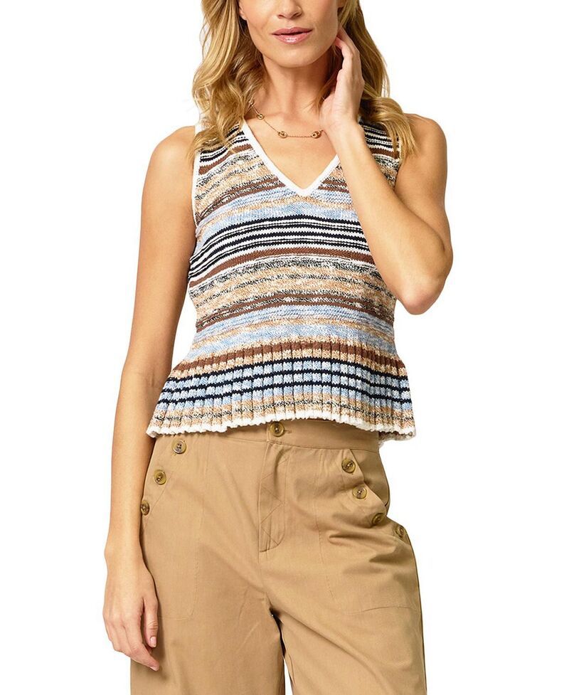 セントラルパークウェスト レディース トップス タンクトップ Central Park West Womens Marlon Textu red Stitch Tank Brown Blue Mult