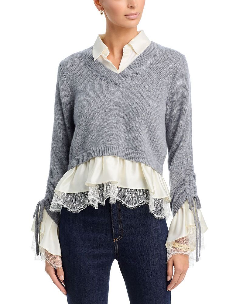 サンク セプト レディース アウター ニット・セーター Cinq Sept Milla Sweater Heather GreyIvory アイボリー