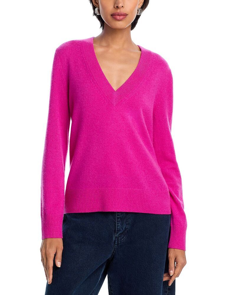 アクア レディース アウター ニット・セーター Vネック AQUA 100 Cashmere V Neck Sweater Exclusive Wild Straw アクア