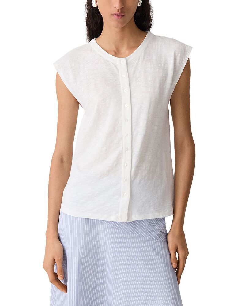 セオリー レディース アウター カーディガン ノースリーブ コットン Theory Sleeveless Cotton Cardigan White ホワイト