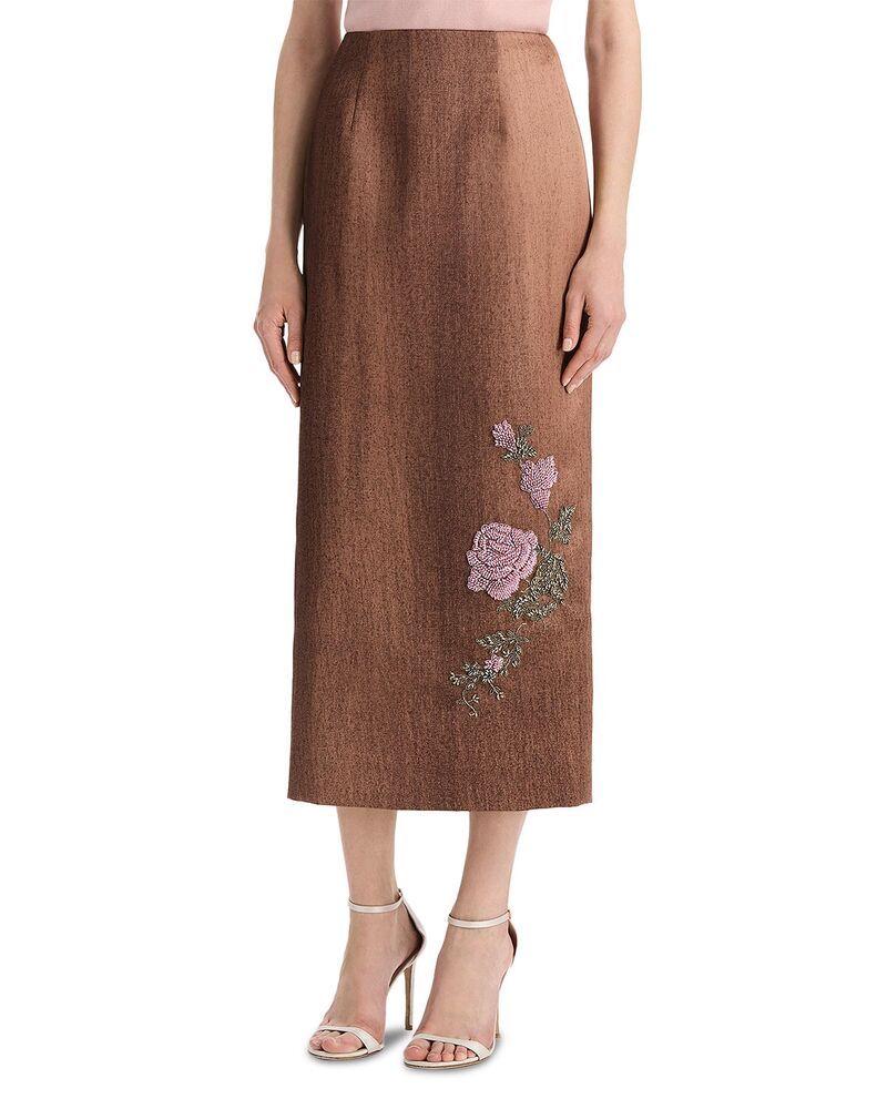 オスカー デ ラ レンタ レディース ボトムスカート サテン Oscar de la Renta Embellished Satin Skirt Cigar