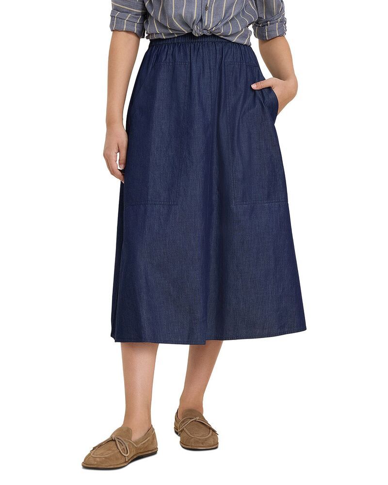 ニックプラスゾーイ レディース ボトムスカート ミディ デニム NICZOE Drapey Denim Cargo Midi Skirt Dark Wash デニム