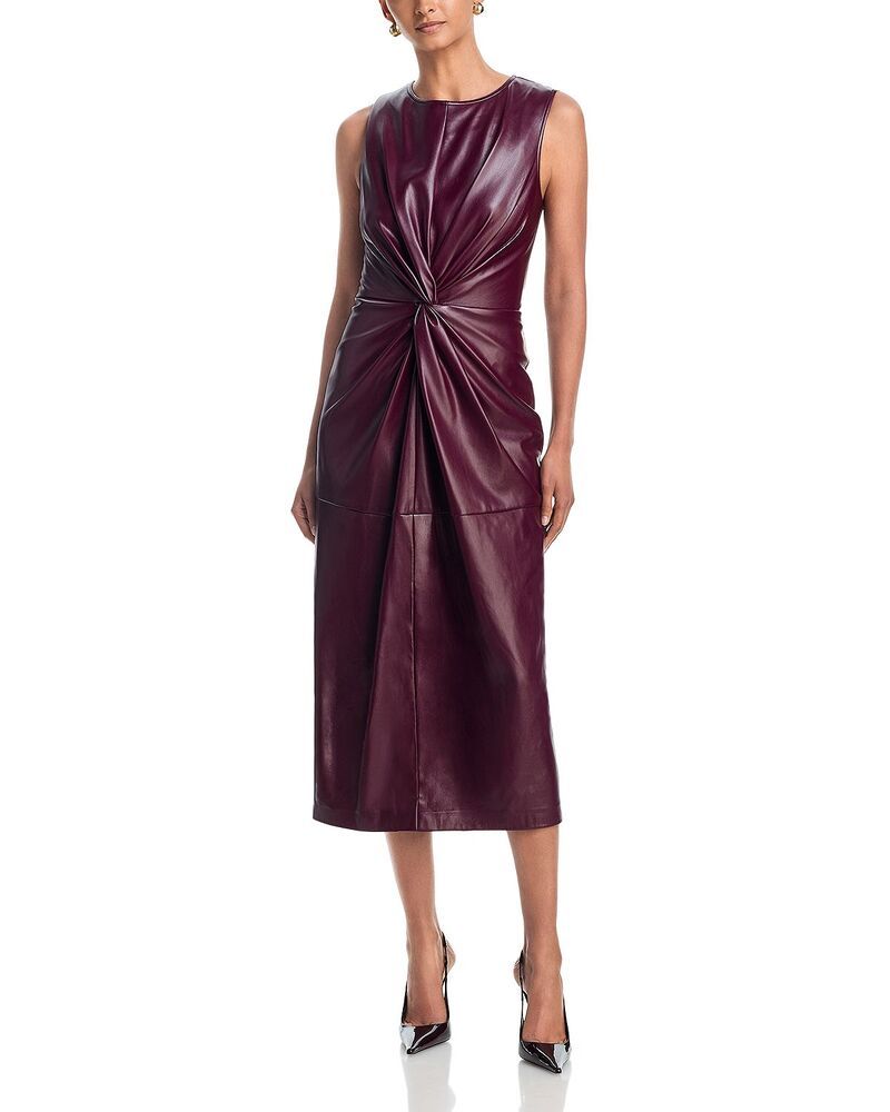 ミリー レディース トップス ワンピース ミディ レザー フェイクレザー MILLY Nat Faux Leather Midi Dress Burgundy バーガンディ 81,290円