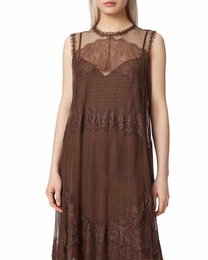 オールセインツ レディース トップス ワンピース ALLSAINTS Clara Dress Bitter Brown ブラウン