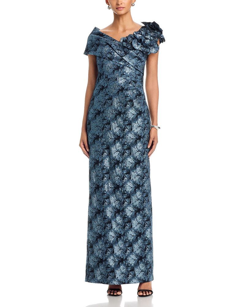 テリジョンバイリッキーフリーマン レディース トップス ワンピース トール Teri Jon by Rickie Freeman Metallic Jacquard OfftheShoulder Fl 163,400円