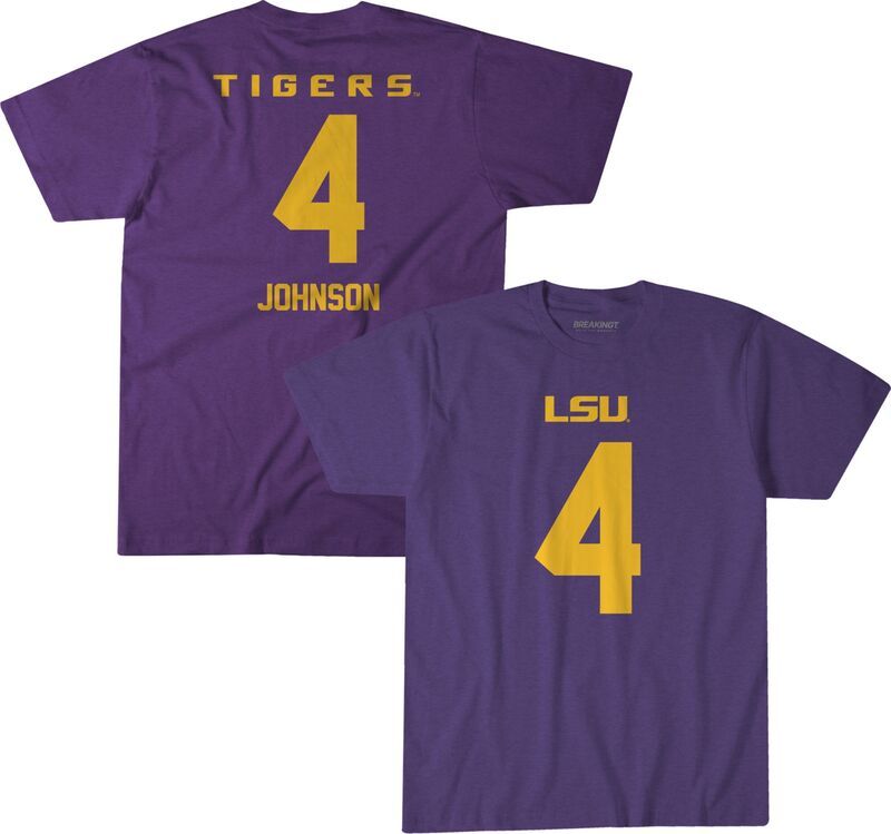 ブレイキング T メンズ トップス Tシャツ BreakingT Mens LSU Tigers Flaujae Johnson 4 Purple TShirt NoColor パープル